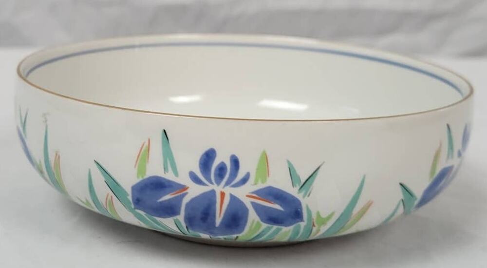 Japanese White China Bowl with Blue Flowers 4.75" Diameter